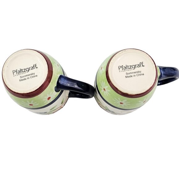 Pfaltzgraff SOMMERSBY Hand Painted Ceramic Coffee Tea Mugs Cups – Set of 2 - Picture 5 of 16